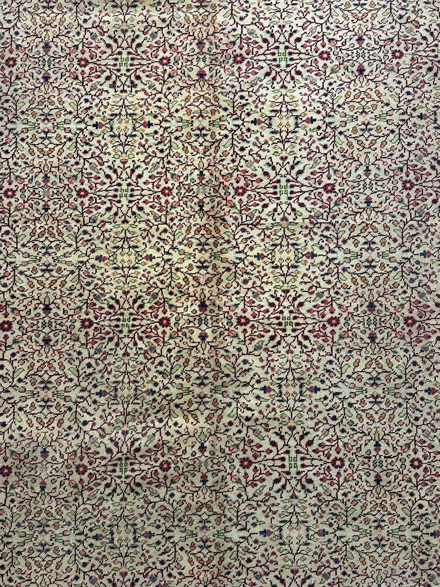 Handmade Vintage Wool Rug Colorful Turkish Floral Design 6'4 x 9'9 *Repaired* I Got Rugs