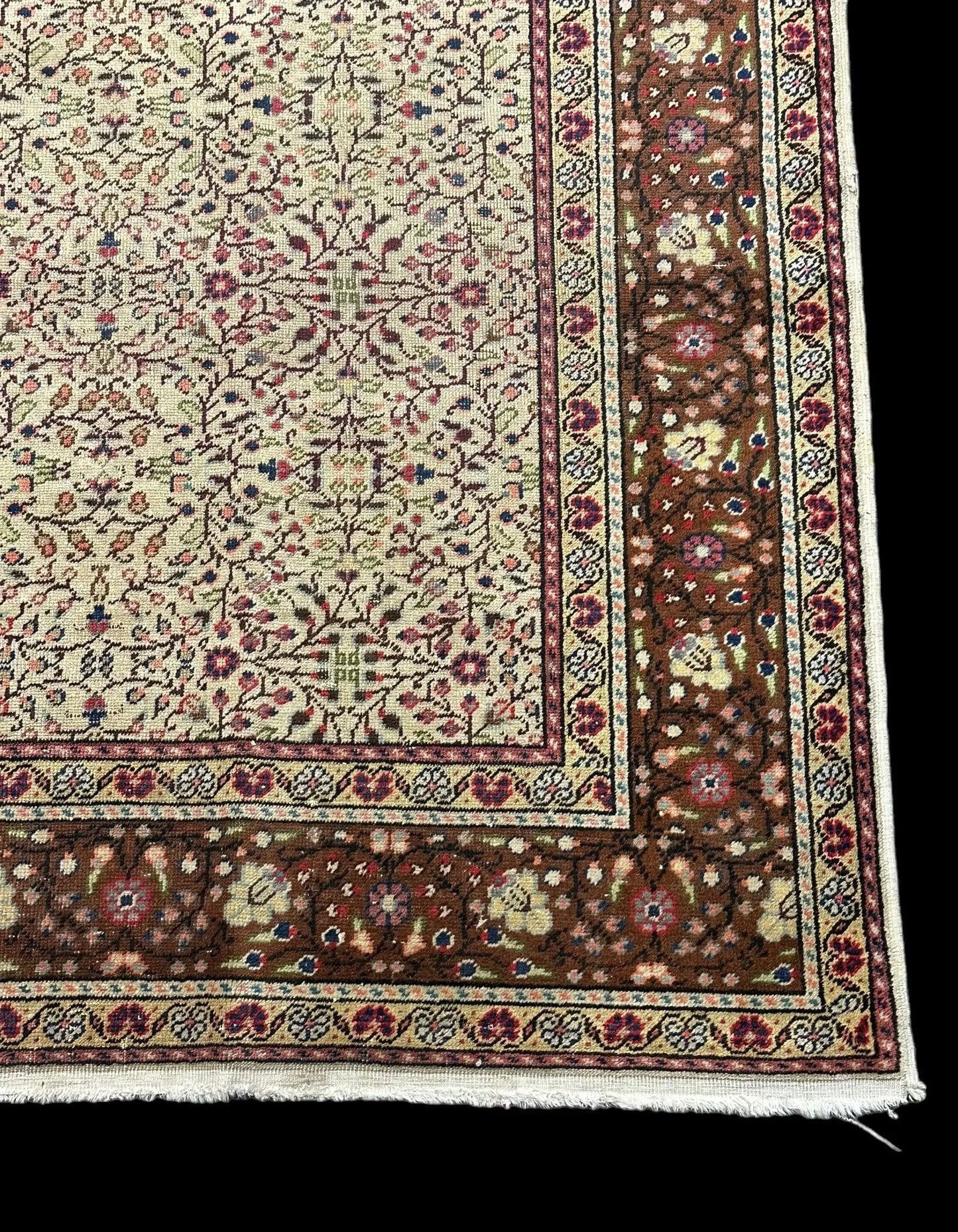 Handmade Vintage Wool Rug Colorful Turkish Floral Design 6'4 x 9'9 *Repaired* I Got Rugs