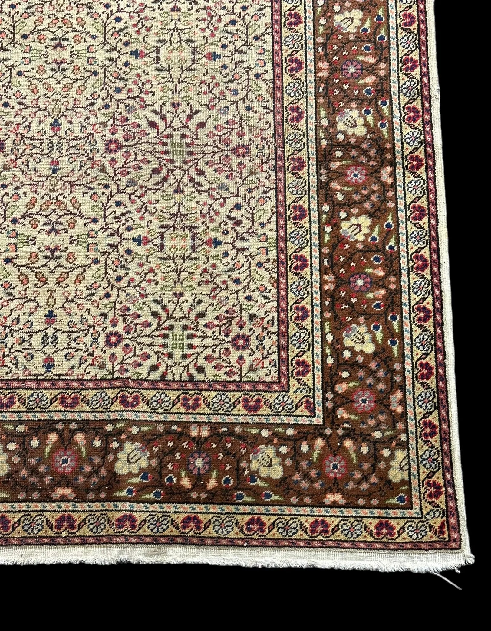 Handmade Vintage Wool Rug Colorful Turkish Floral Design 6'4 x 9'9 *Repaired* I Got Rugs