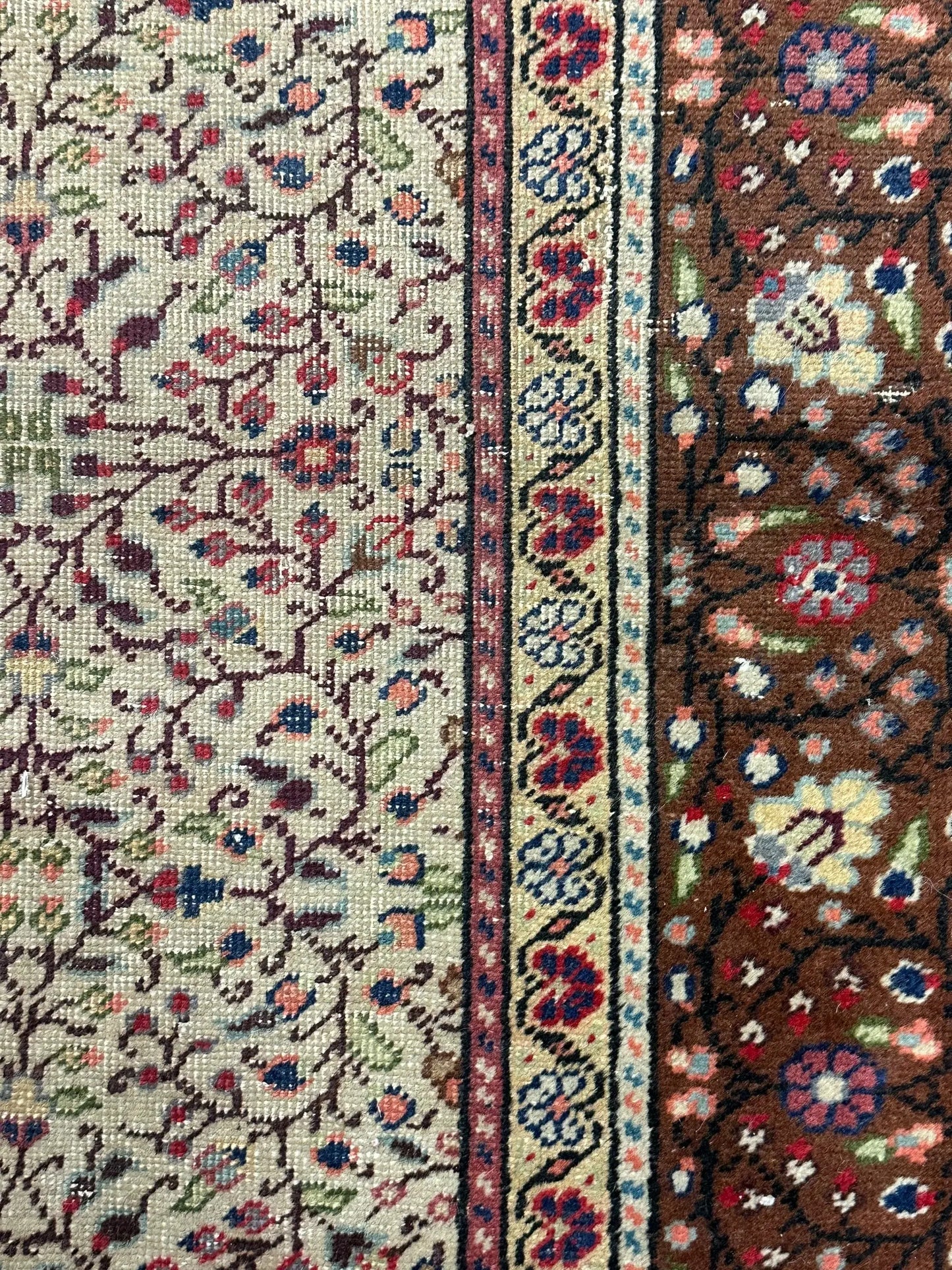 Handmade Vintage Wool Rug Colorful Turkish Floral Design 6'4 x 9'9 *Repaired* I Got Rugs
