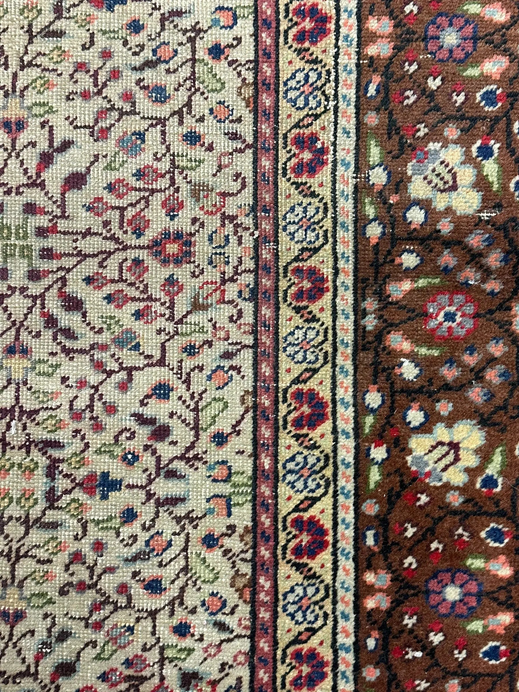 Handmade Vintage Wool Rug Colorful Turkish Floral Design 6'4 x 9'9 *Repaired* I Got Rugs