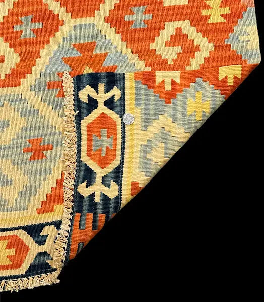 Handmade Vintage Wool Rug Colorful Turkish Geometric Design Runner 2'4 x 6'1 I Got Rugs