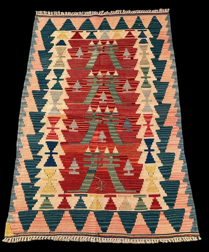 Handmade Vintage Wool Rug Colorful Turkish Kilim Geometric Design 2'11 x 4'5 I Got Rugs Handmade Vintage Wool Rug Colorful Turkish Kilim Geometric Design 2'11 x 4'5 I Got Rugs Handmade Vintage I Got Rugs