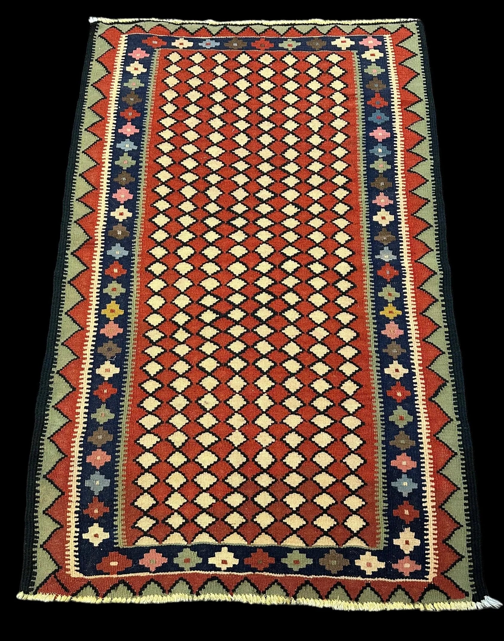 Handmade Vintage Wool Rug Colorful Turkish Kilim Geometric Design 3'4 x 5'3 I Got Rugs Handmade Vintage Wool Rug Colorful Turkish Kilim Geometric Design 3'4 x 5'3 I Got Rugs Handmade Vintage I Got Rugs