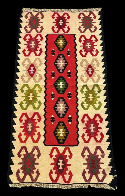 Handmade Vintage Wool Rug Colorful Turkish Kilim Geometric Pattern 2' x 4' I Got Rugs Handmade Vintage Wool Rug Colorful Turkish Kilim Geometric Pattern 2' x 4' I Got Rugs Handmade Vintage I Got Rugs