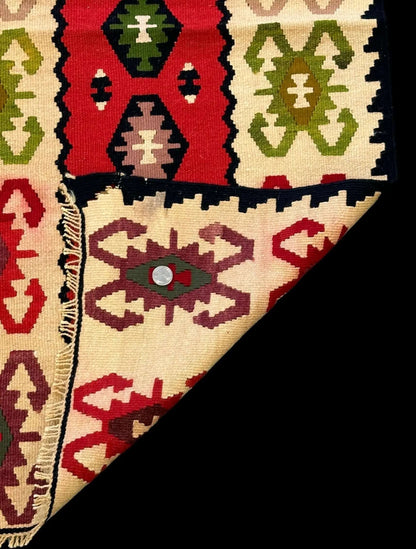 Handmade Vintage Wool Rug Colorful Turkish Kilim Geometric Pattern 2' x 4' I Got Rugs Handmade Vintage Wool Rug Colorful Turkish Kilim Geometric Pattern 2' x 4' I Got Rugs Handmade Vintage I Got Rugs