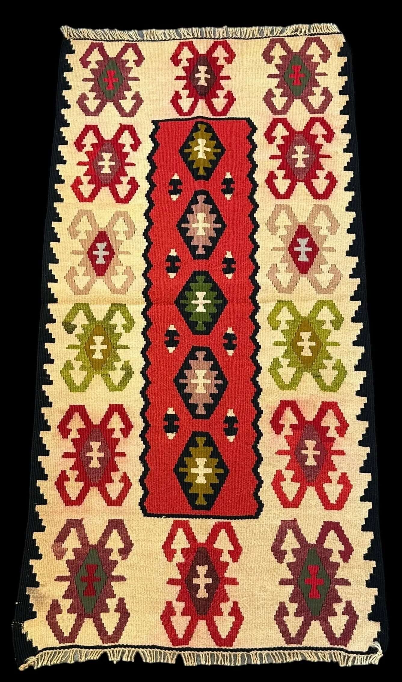 Handmade Vintage Wool Rug Colorful Turkish Kilim Geometric Pattern 2' x 4' I Got Rugs Handmade Vintage Wool Rug Colorful Turkish Kilim Geometric Pattern 2' x 4' I Got Rugs Handmade Vintage I Got Rugs