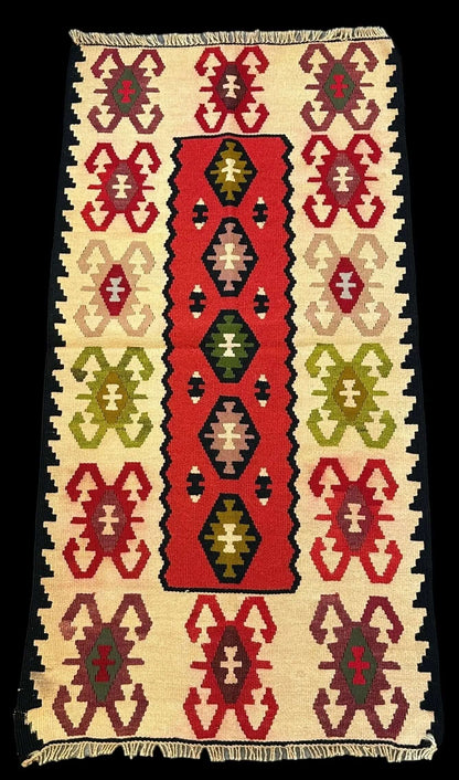Handmade Vintage Wool Rug Colorful Turkish Kilim Geometric Pattern 2' x 4' I Got Rugs Handmade Vintage Wool Rug Colorful Turkish Kilim Geometric Pattern 2' x 4' I Got Rugs Handmade Vintage I Got Rugs