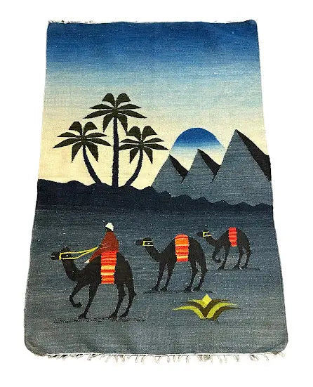 Handmade Vintage Wool Rug Egyptian Kilim Pictorial Design 2'9 x 4'2 I Got Rugs