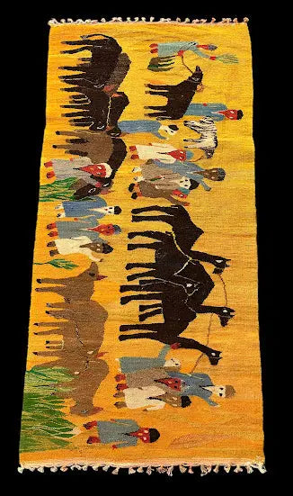 Handmade Vintage Wool Rug Egyptian Kilim Village Pictorial Multicolor 2'4 x 4'9 I Got Rugs