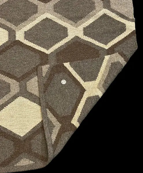 Handmade Vintage Wool Rug Gray Geometric Design 2'10 x 4'10 I Got Rugs