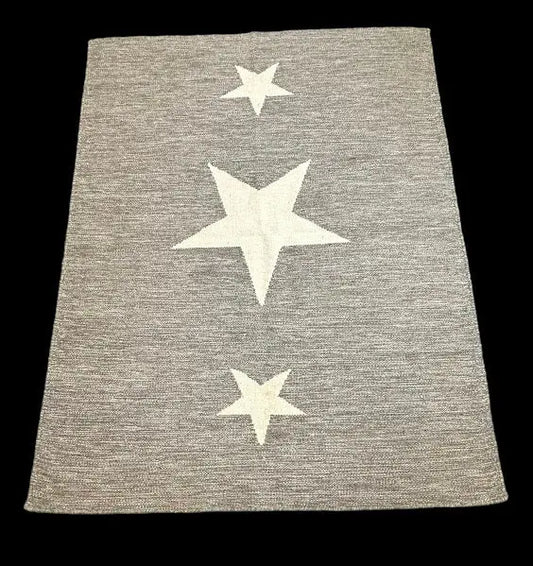 Handmade Vintage Wool Rug Gray Turkish Star Design 5'6 x 7'3 I Got Rugs