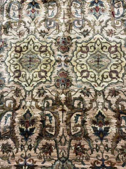 Handmade Vintage Wool Rug Indian Oriental Design in Dark Colors 5'9 x 8'9 I Got Rugs