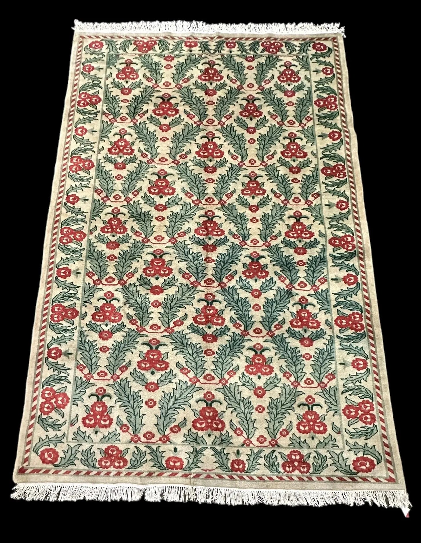 Handmade Vintage Wool Rug Indian Oriental Designs in Bold Colors 6' x 9' I Got Rugs
