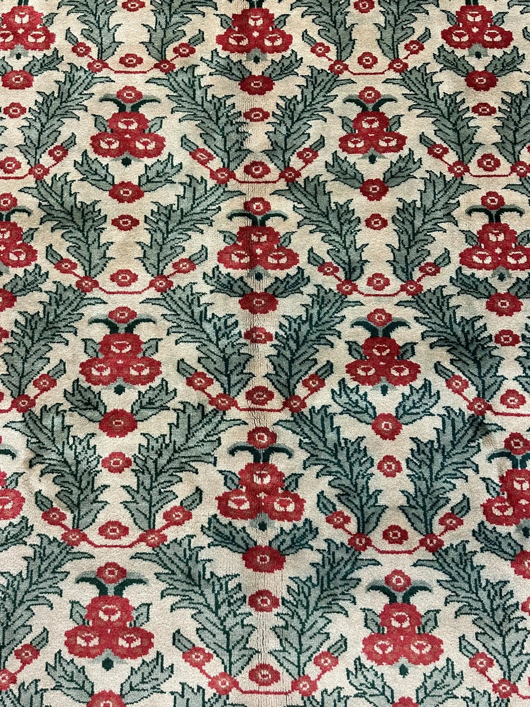 Handmade Vintage Wool Rug Indian Oriental Designs in Bold Colors 6' x 9' I Got Rugs