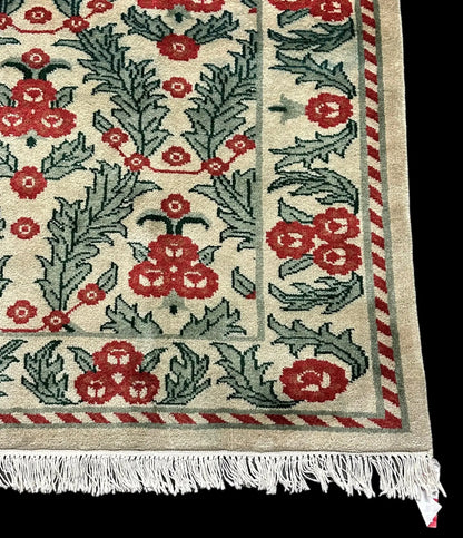 Handmade Vintage Wool Rug Indian Oriental Designs in Bold Colors 6' x 9' I Got Rugs