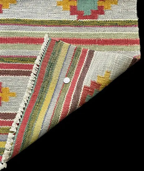 Handmade Vintage Wool Rug Mexican Zapotec Southwestern Design 2'7 x 4'4 Colorful I Got Rugs