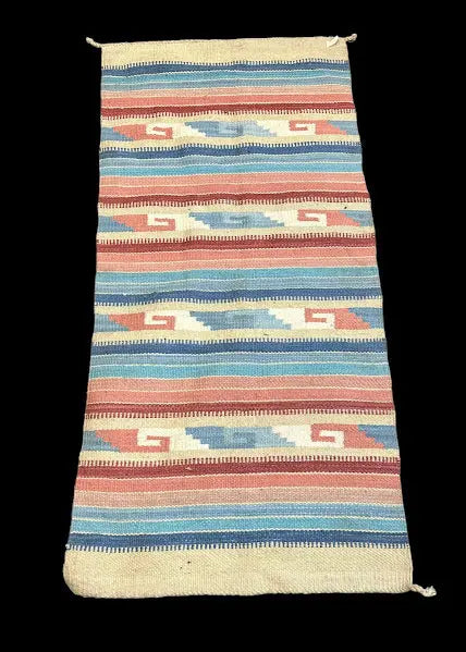 Handmade Vintage Wool Rug Mexican Zarape Multicolor Tribal Pattern 2'6 x 5'2 I Got Rugs