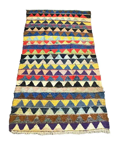Handmade Vintage Wool Rug Moroccan Berber Design Multicolor 4'3 x 7'9 I Got Rugs