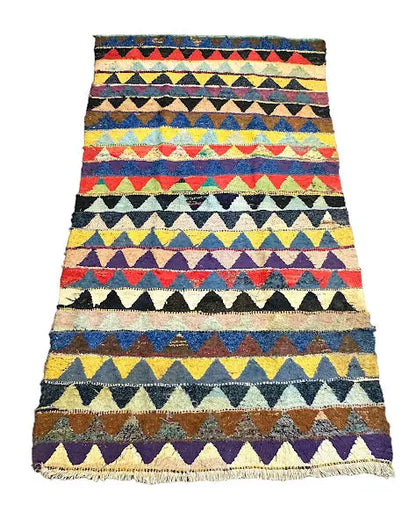 Handmade Vintage Wool Rug Moroccan Berber Design Multicolor 4'3 x 7'9 I Got Rugs