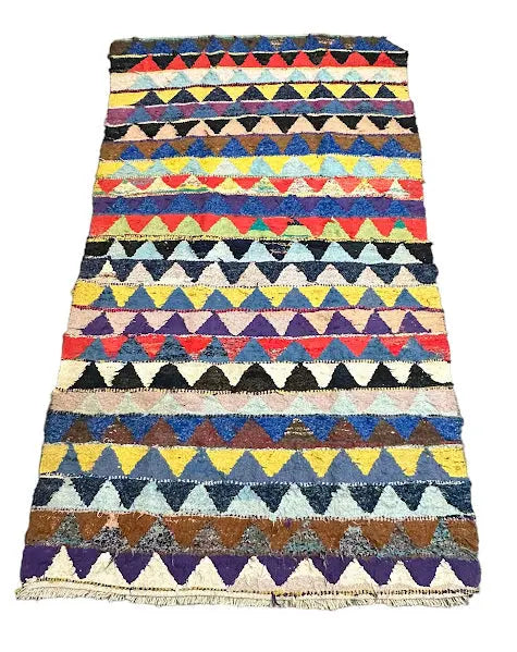 Handmade Vintage Wool Rug Moroccan Berber Design Multicolor 4'3 x 7'9 I Got Rugs