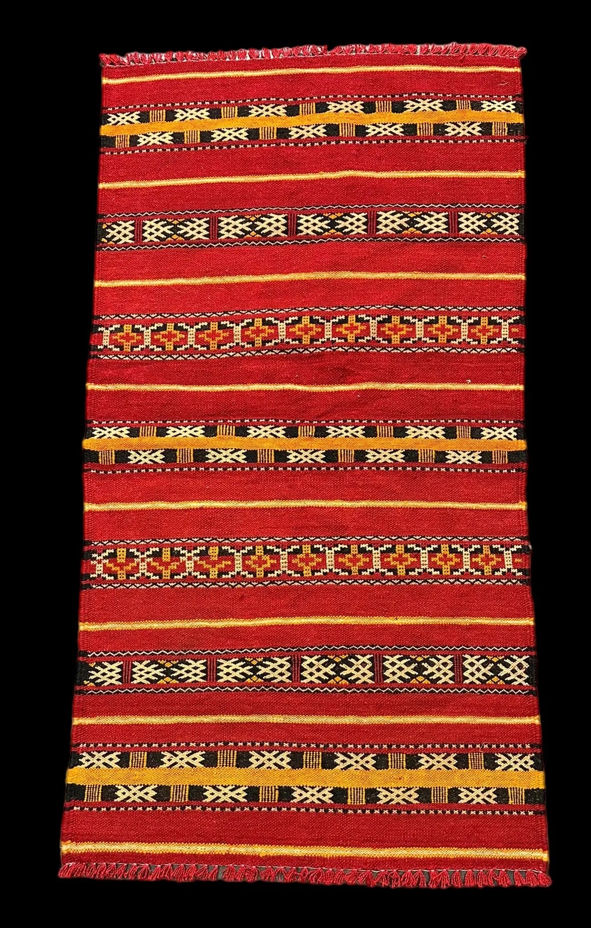 Handmade Vintage Wool Rug Moroccan Berber Tribal Design in Red 2'3 x 4'3 I Got Rugs