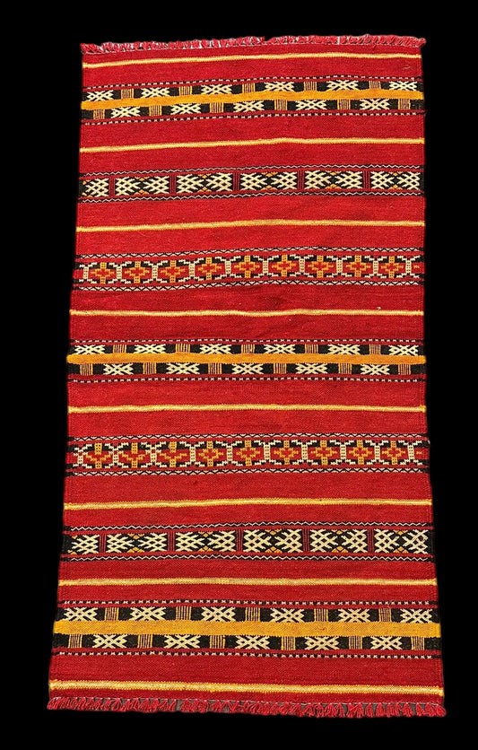 Handmade Vintage Wool Rug Moroccan Berber Tribal Design in Red 2'3 x 4'3 I Got Rugs