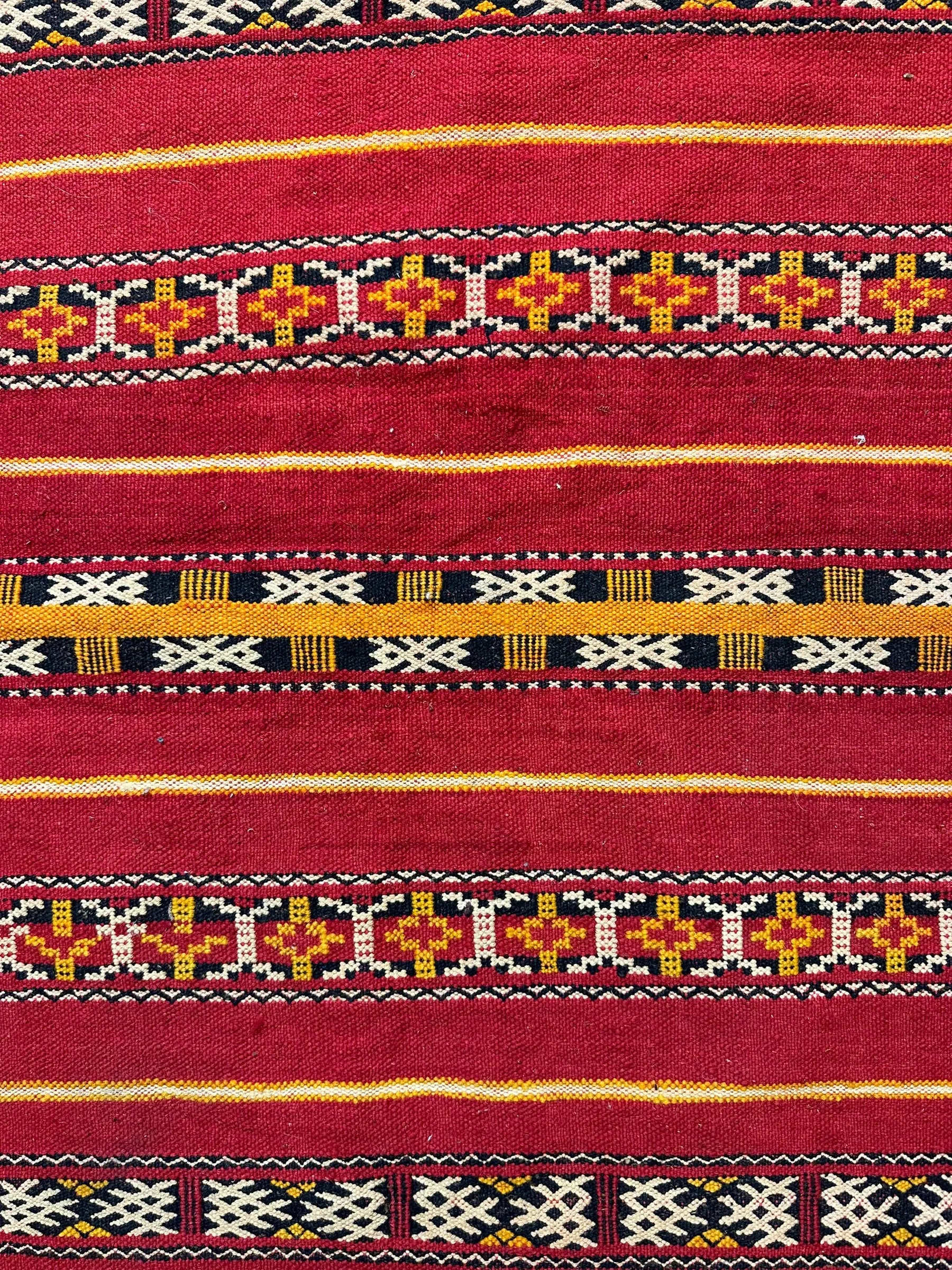 Handmade Vintage Wool Rug Moroccan Berber Tribal Design in Red 2'3 x 4'3 I Got Rugs