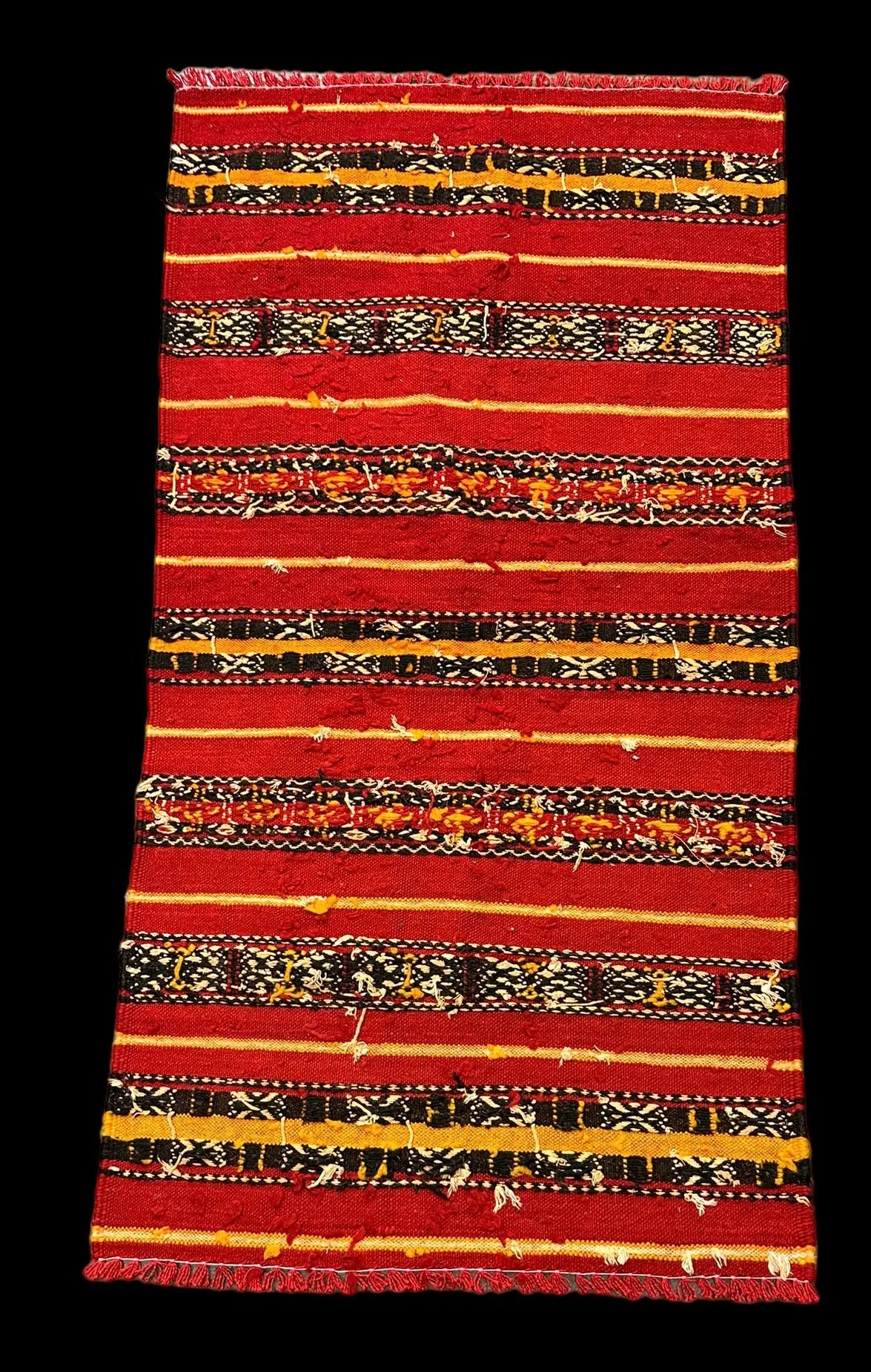 Handmade Vintage Wool Rug Moroccan Berber Tribal Design in Red 2'3 x 4'3 I Got Rugs