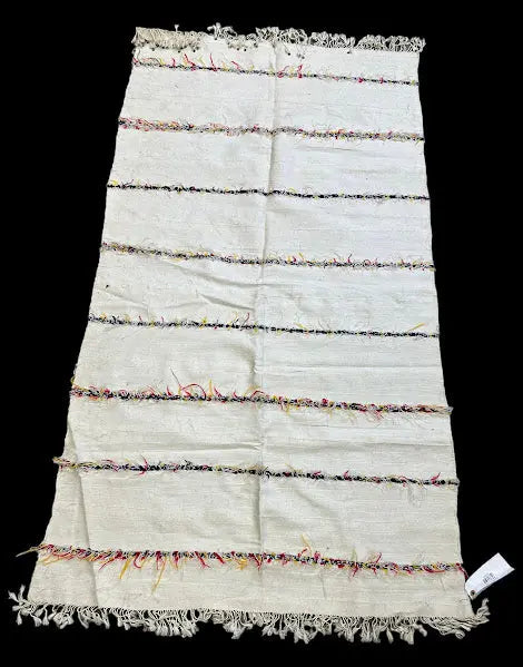 Handmade Vintage Wool Rug Moroccan Berber Tribal Design in White 3' x 6' I Got Rugs