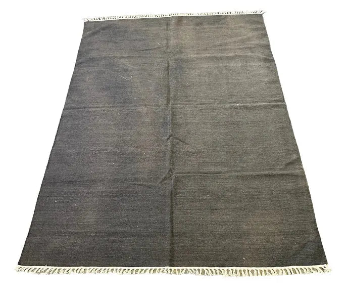Handmade Vintage Wool Rug Moroccan Kilim Brown Flatweave 5'5 x 7'8 I Got Rugs