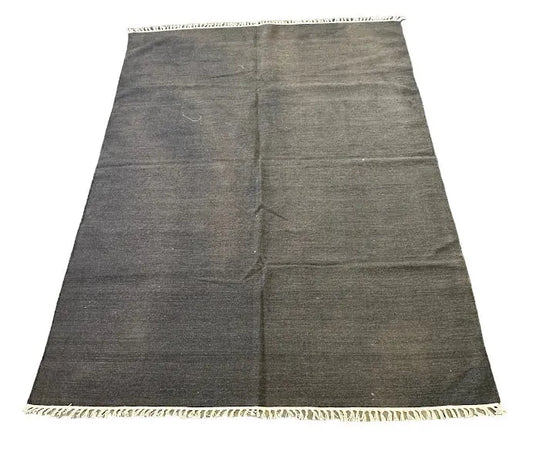 Handmade Vintage Wool Rug Moroccan Kilim Brown Flatweave 5'5 x 7'8 I Got Rugs