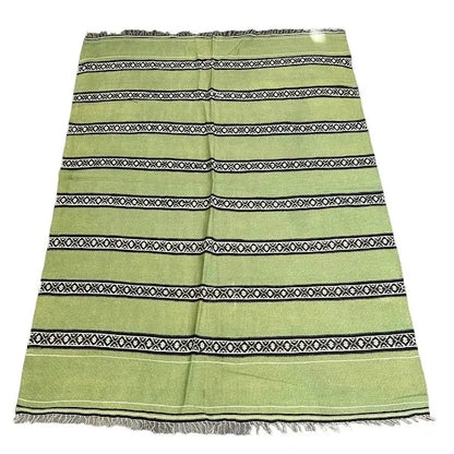 Handmade Vintage Wool Rug Moroccan Kilim Green Tribal Design 4'2 x 6'2 I Got Rugs