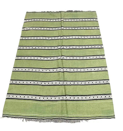 Handmade Vintage Wool Rug Moroccan Kilim Green Tribal Design 4'2 x 6'2 I Got Rugs