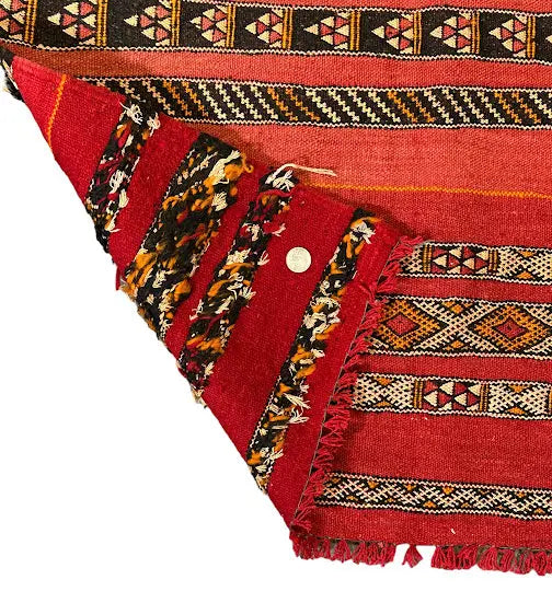 Handmade Vintage Wool Rug Moroccan Kilim Red Design 2'9 x 4'4 I Got Rugs