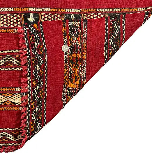 Handmade Vintage Wool Rug Moroccan Kilim Tribal Design Red 2'10 x 4'2 - I Got Rugs Handmade Vintage Wool Rug Moroccan Kilim Tribal Design Red 2'10 x 4'2 I Got Rugs Handmade Vintage I Got Rugs  160.00