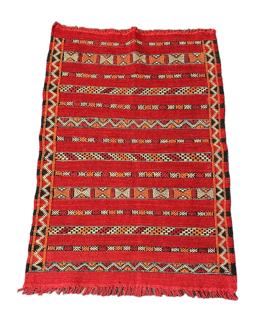 Handmade Vintage Wool Rug Moroccan Kilim Tribal Design Red 2'5 x 3'7 I Got Rugs Handmade Vintage Wool Rug Moroccan Kilim Tribal Design Red 2'5 x 3'7 I Got Rugs Handmade Vintage I Got Rugs