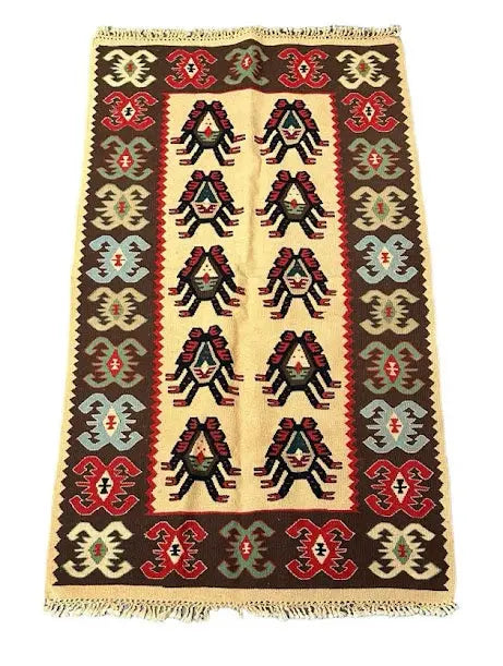 Handmade Vintage Wool Rug Multicolor Geometric Pattern 2'6 x 4'4 I Got Rugs
