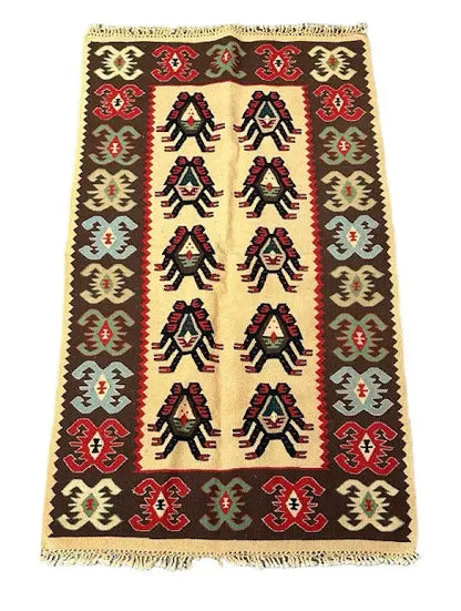 Handmade Vintage Wool Rug Multicolor Geometric Pattern 2'6 x 4'4 I Got Rugs