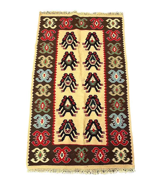 Handmade Vintage Wool Rug Multicolor Geometric Pattern 2'6 x 4'4 I Got Rugs