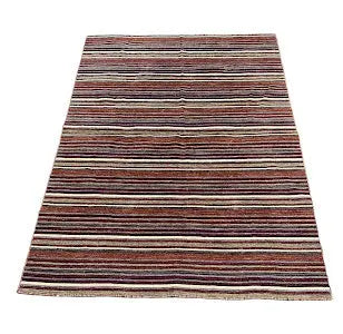Handmade Vintage Wool Rug Multicolor Striped Persian Kilim 4'7 x 6'5 I Got Rugs