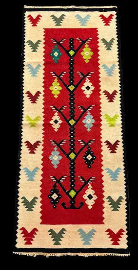Handmade Vintage Wool Rug Multicolor Turkish Kilim Geometric Design 2' x 4'9 I Got Rugs