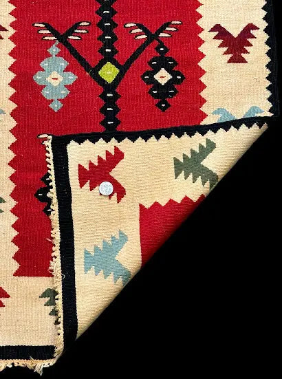 Handmade Vintage Wool Rug Multicolor Turkish Kilim Geometric Design 2' x 4'9 I Got Rugs