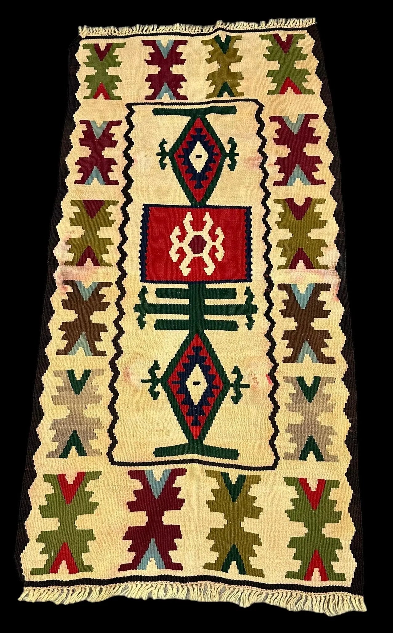 Handmade Vintage Wool Rug Multicolor Turkish Kilim Geometric Design 2'4 x 4'7 I Got Rugs Handmade Vintage Wool Rug Multicolor Turkish Kilim Geometric Design 2'4 x 4'7 I Got Rugs Handmade Vintage I Got Rugs