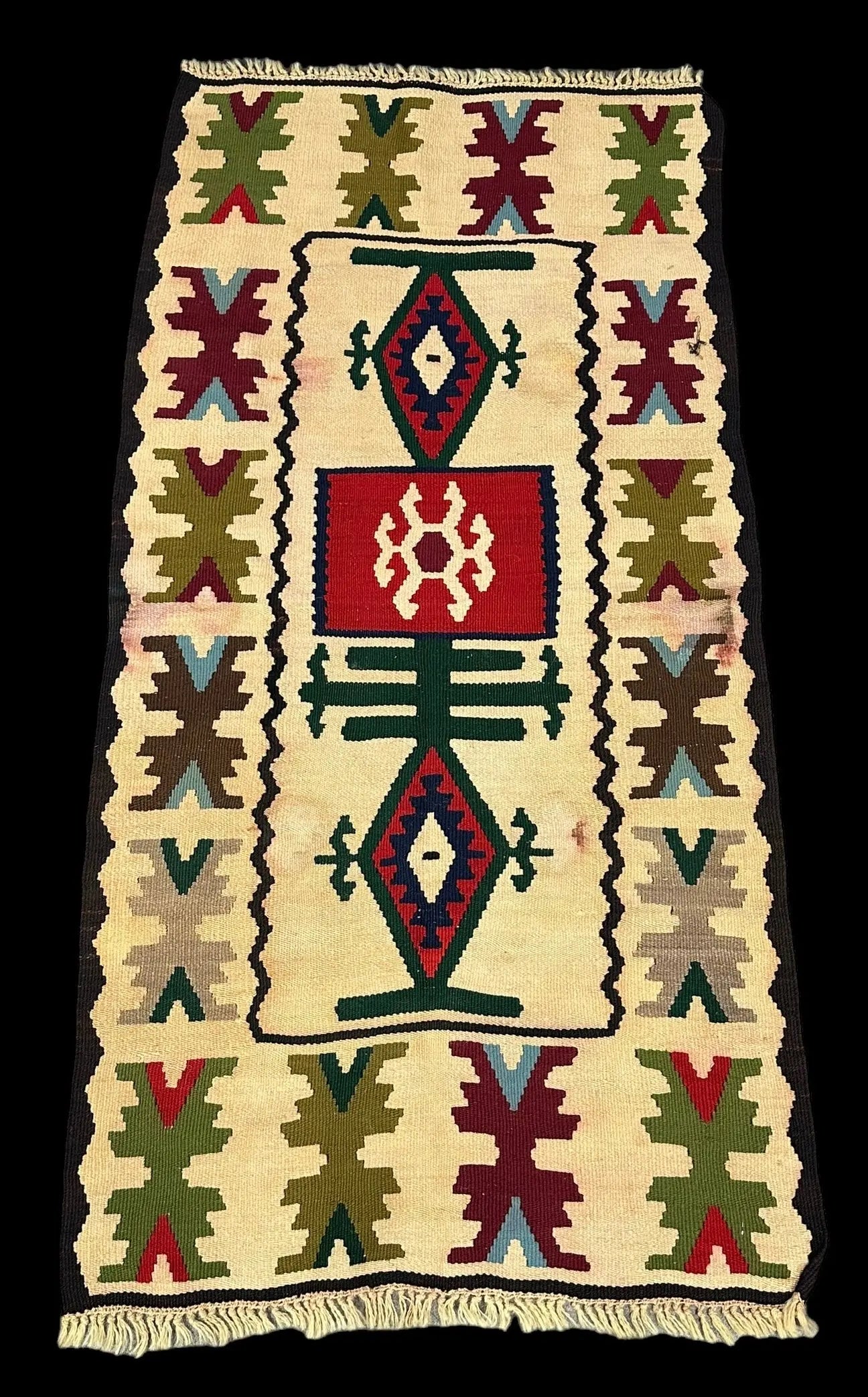 Handmade Vintage Wool Rug Multicolor Turkish Kilim Geometric Design 2'4 x 4'7 I Got Rugs Handmade Vintage Wool Rug Multicolor Turkish Kilim Geometric Design 2'4 x 4'7 I Got Rugs Handmade Vintage I Got Rugs