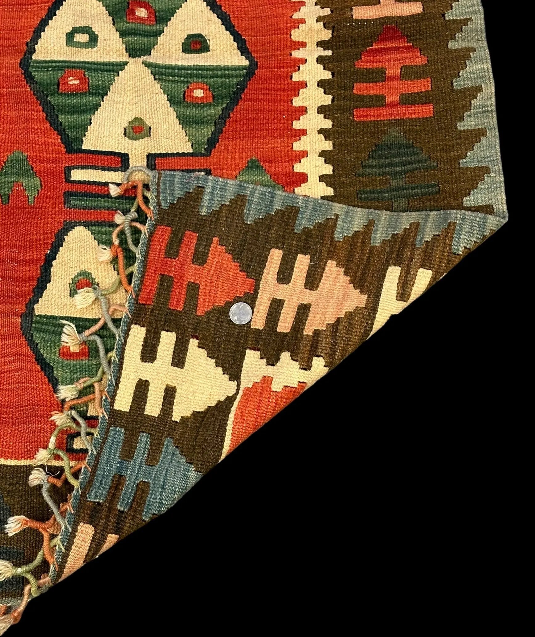 Handmade Vintage Wool Rug Multicolor Turkish Kilim Geometric Design 2'5 x 4' I Got Rugs
