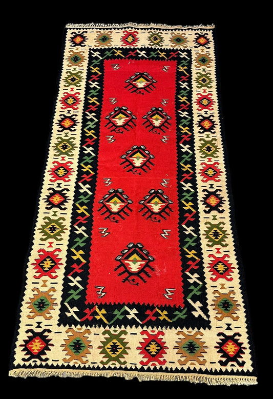 Handmade Vintage Wool Rug Multicolor Turkish Kilim Geometric Design 3' x 6' I Got Rugs Handmade Vintage Wool Rug Multicolor Turkish Kilim Geometric Design 3' x 6' I Got Rugs Handmade Vintage I Got Rugs