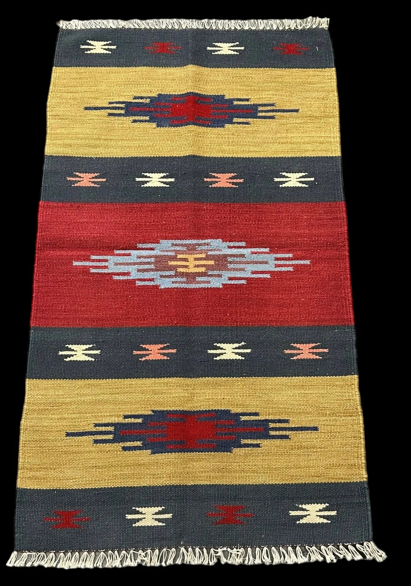 Handmade Vintage Wool Rug Multicolor Turkish Kilim Tribal Design 2'3 x 4' I Got Rugs