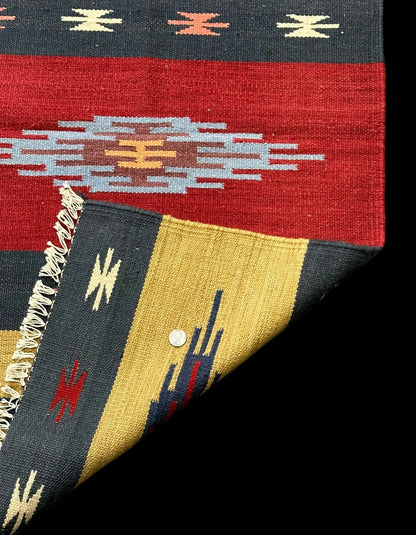 Handmade Vintage Wool Rug Multicolor Turkish Kilim Tribal Design 2'3 x 4' I Got Rugs