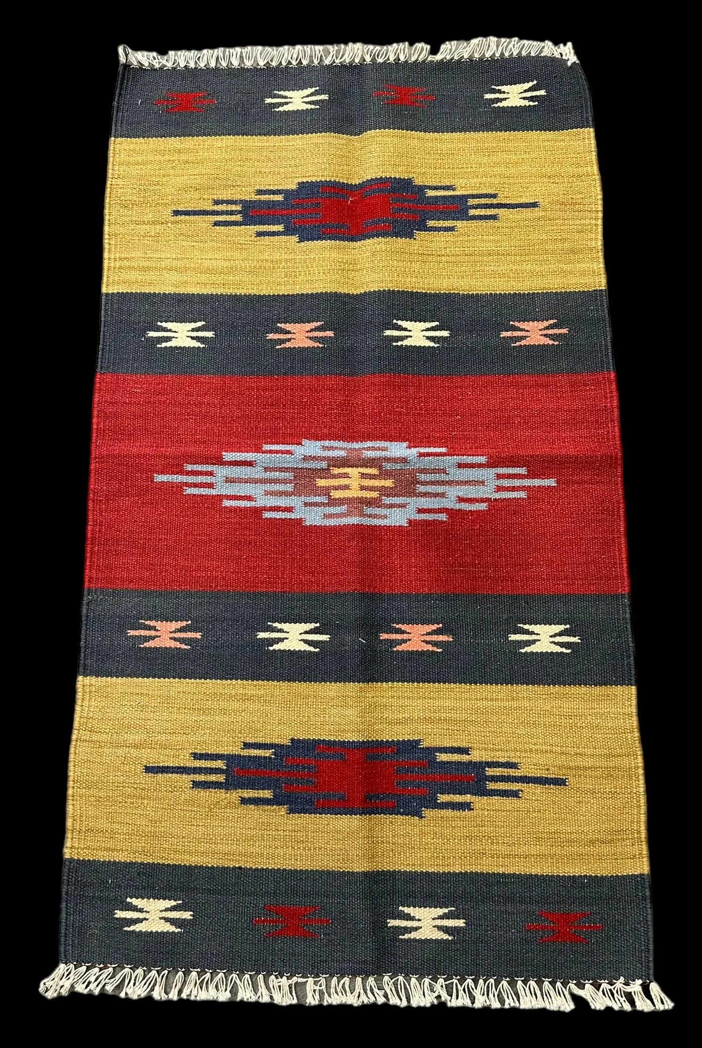 Handmade Vintage Wool Rug Multicolor Turkish Kilim Tribal Design 2'3 x 4' I Got Rugs